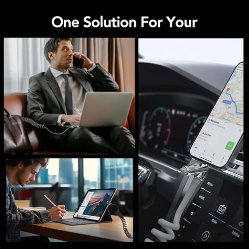 Universal 4-in-1 Coiled USB Charging Cable for Fast 240 W Power Delivery – Multi-Device Compatibility for i Phone 16/15/14/13, i Pad, Samsung, Mac Book, and More – Tangle-Free 6 Ft Design for Effortless Charging Anywhere – Elevate Your Charging Efficiency with Enhanced Durability