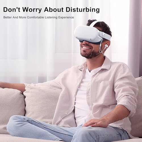 Unleash Immersive Sound with AMVR Noise-Isolating Earbuds for Meta Quest 2 – Custom-Fit In-Ear Headphones with 3 D 360-Degree Audio and Secure Silicone Holders (White) – Enhance Your VR Gaming Experience with Superior Compatibility and Comfort