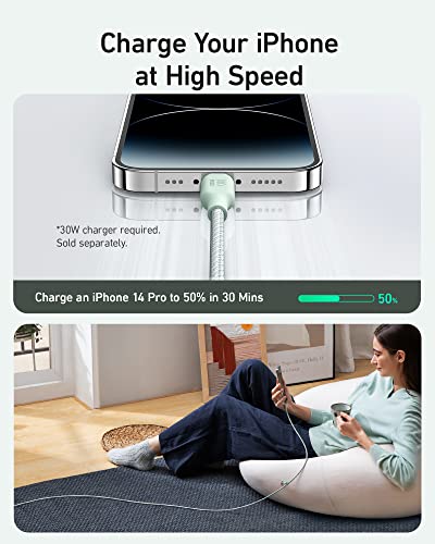 Anker MFi Certified USB C to Lightning Charging Cable – 541 Organic Nylon for Enhanced Durability and Speed, Compatible with i Phone 14/13/12/11/X/XS/XR – Fast Charging and Efficient Data Transfer, Tangle-Free Design for On-the-Go Convenience