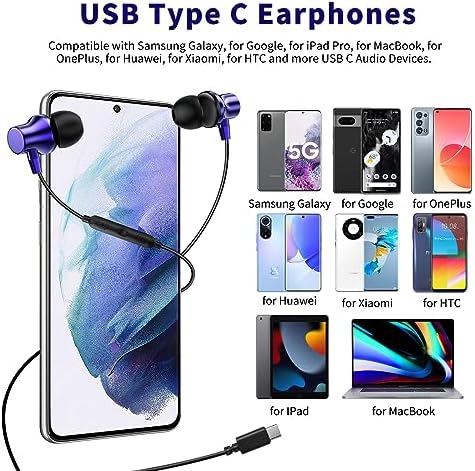 COOYA USB C Headphones – Premium Wired Earbuds with Enhanced Bass Stereo Sound & Noise-Canceling Technology for i Phone 16 Plus, Samsung S25 Ultra, Pixel 9, and More – Magnetic Design for Easy Storage, Ergonomic Comfort, and Crystal-Clear Calls – Perfect for Music, Gaming, and Professional Use