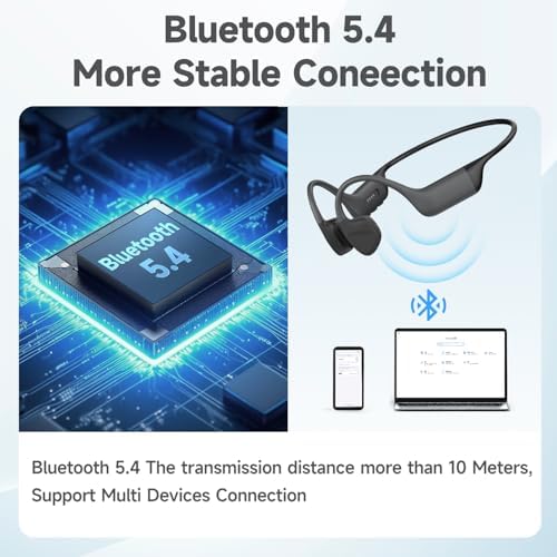 Ultimate Waterproof Bone Conduction Swimming Headphones – IP68 Bluetooth 5.4 Earbuds with 32 GB Music Storage for Unmatched Underwater Audio Experience – Open Ear Design for Comfort and Awareness in All Water Activities (Grey)