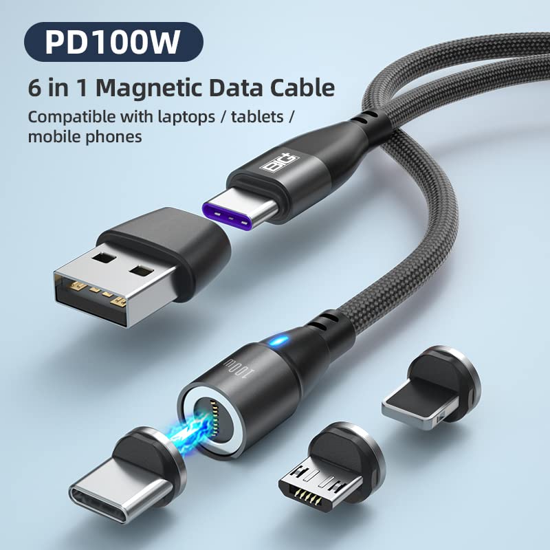 Premium 2-Pack 100 W Nylon Braided USB C Charging Cables – 1 M & 2 M Lengths, Fast PD Magnetic Connectivity for i-Products, Android Devices & Laptops – Unmatched Durability & Versatility