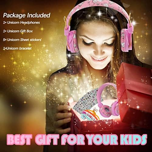 Light Purple Unicorn Cat Ear Bluetooth Headphones for Kids – Safe Listening with Volume Limiting, FM Radio & Dual Connectivity for Fun Learning and Entertainment – Ideal for School, Laptops, and Smartphones