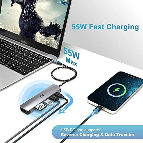 Maximize Your Device Connectivity with Our 7-in-1 USB C Hub to HDMI Adapter – High-Speed Multi-Port Dongle for Mac Book Pro, i Pad Pro, Surface & More – 4 K HDMI Output, 100 W Power Delivery, USB 3.0/2.0, SD/TF Card Readers for Effortless Data Transfer and Enhanced Productivity – Ideal for Professionals & Creatives Seeking Reliable Performance and Seamless Multi-Device Integration