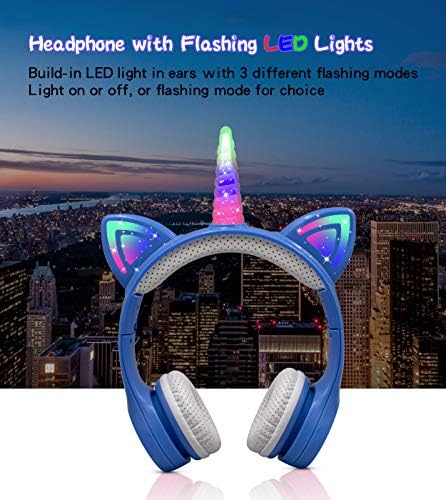 Enchanting Unicorn Wireless Headphones for Kids – Stylish Pink Foldable Design with Light-Up Features, Perfect for Tablets and Toddlers – Superior Sound Quality and Comfort for Magical Listening Adventures – Durable, Adjustable, Tangle-Free Fun for Every Little Girl