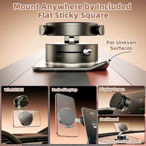 SEVENKA 360-Degree Magnetic Car Phone Holder: Universal Adjustable Mount for Hands-Free Navigation with Secure Windshield Suction – Compatible with i Phone & Samsung for Enhanced Road Safety and Optimal Viewing Angles