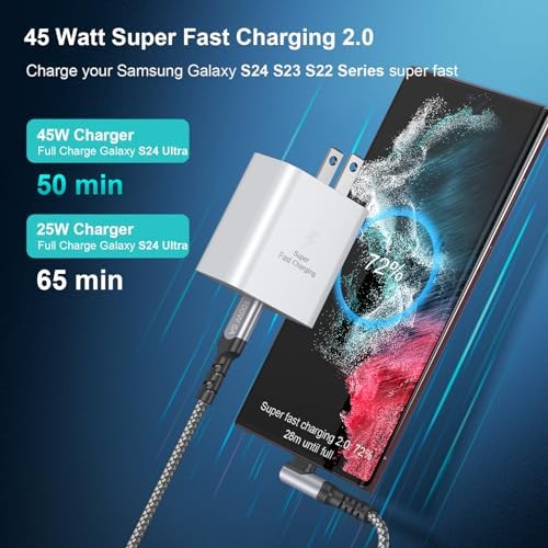 Costyle 45 W USB-C Fast Charger with 10 FT Type C Cable – Ultimate Rapid Charging Solution for Samsung Galaxy S20 to S25 & Note 20 – Travel-Friendly, Compact Design with Advanced Safety Features for Optimal Battery Longevity