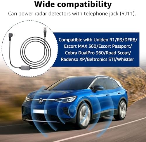 USB-C to RJ11 Power Cable for Radar Detectors – 3.3 ft Premium Fast Charging Cord for Escort MAX360, Uniden R1/R3/R7, Beltronics, Cobra & Radenso – Reliable, Durable Power Solution for Effortless Device Connectivity