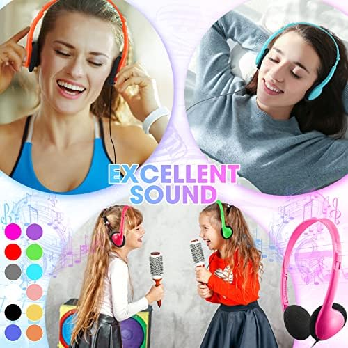 Yunsailing 24-Pack Adjustable Over-Ear Headphones – Comfort-Focused Wired Audio Gear for Kids and Adults, Perfect for Classroom Learning and Travel Adventures with Durable 3.5 mm Compatibility and Fun Colors