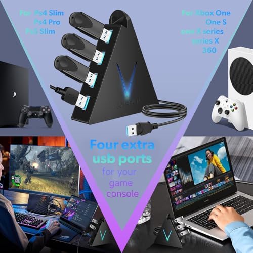 Maximize Your Device Connectivity with the Stylish Dark Purple USB C Hub Tower – 4-Port Splitter Adapter Featuring 2 FT Cable for Mac Book, i Mac, and Surface – High-Speed USB 3.0 Hub for Effortless Multi-Device Management and Enhanced Productivity