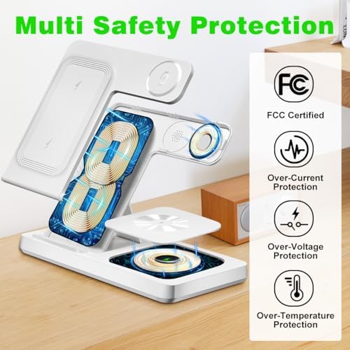 3-in-1 Fast Wireless Charging Station for i Phone 8-16, Apple Watch Series 2-10/Ultra/SE & Air Pods Pro – Sleek Multi-Device Charger for Home and Office, Tangle-Free Power Solution with Enhanced Safety Features