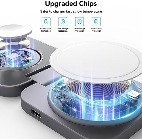 LULULOOK Portable 2-in-1 Wireless Charging Pad – Ultra-Sleek Aluminum Fast Charger for i Phone, Air Pods & Apple Watch – Compact Foldable Design for Travel & Home Use – Rapid 5 W Power Delivery for i Phone 12 to 16 Series – Effortless Charging Solution for Modern Lifestyles