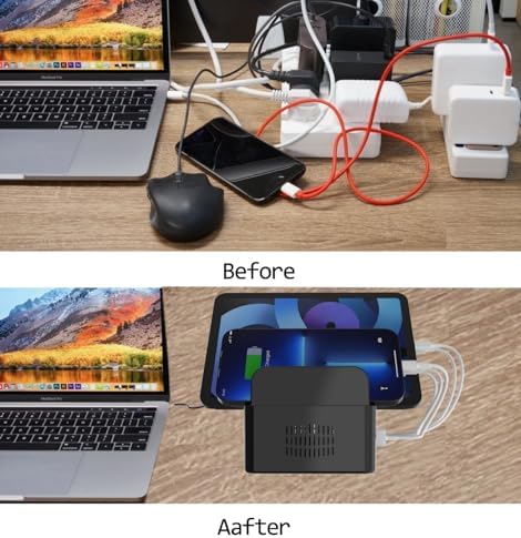 Ultimate 5-Port USB QC 3.0 Fast Charging Station – Smart IC Tech for Rapid Device Powering, Compatible with i Pads, Tablets, and Kindles – Efficient Multi-Device Charger for Home and Office Use, Compact Design with Sturdy Stand for Organizing Multiple Gadgets