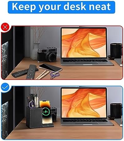 Ultimate Wireless Charging Station & Desk Organizer for i Phone 15/14/13/12/11 Pro Max & Samsung Galaxy S23/S22/S21/S20/Z Flip/Fold 5 – Fast Charging & Clutter-Free Workspace Solution with Premium Leather Finish for Enhanced Productivity