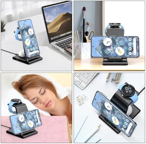 Multi-Device Wireless Charging Hub for Pixel Watch 2/3 & Fitbit Versa 4/Sense 2 – Fast, Cordless Power Solution for Google Pixel 9 Series & Pixel Buds Pro 2/Pro – Sleek Design, No Adapter Required!