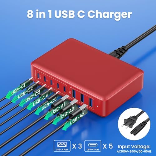Power Up in Style: 300 W Ga N IV 8-Port USB-C Charging Hub – Fast PD 100 W Charger for Mac Book, i Phone 16/15/14, and Galaxy Devices – Ultimate Compact Charging Solution for Home and Travel Efficiency – Multi-Device Compatibility with Rapid Charging Capability – Engineered for Professionals and Tech Enthusiasts – Stay Powered Anywhere with This Versatile Charging Station