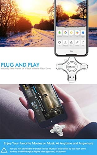 Revolutionize Your File Management with the MFi Certified i Diskk 128 GB Flash Drive – Ultimate 4-in-1 Storage Solution for i Phone 15, 16, i Pad & More! Seamlessly Transfer Photos, Videos & Files Across i OS, Android, Samsung, Type-C & Mac Book – Lightning-Fast USB 3.0 Speed & Enhanced Compatibility for All Your Devices! Perfect for Expanding Your Digital Library with Compact, Durable Design!