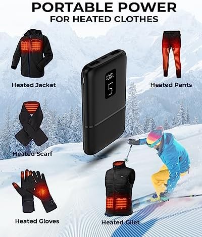 Vida IT 5000 m Ah Portable Charger – Lightweight USB-C Power Bank for i Phone XR, 11, 12, 13, Google Pixel, Samsung, Motorola, Xiaomi – Fast Charging with LED Display – Ideal for Heated Vests and Outdoor Use