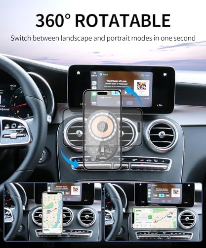 Premium Wireless Charging Car Phone Holder for Mercedes Benz GLC & C Class (2022-2025) – 360° Adjustable Mount with Mag Safe Compatibility – Stylish & Safe Navigation Solution for the Modern Driver