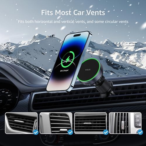 Revolutionary Magnetic Wireless Car Charger for i Phone – 15 W Fast Charging with Mag Safe Compatibility, Versatile Air Vent & Dashboard Mounting, Includes USBC Cable & Adapter – Ultimate Convenience & Secure Magnetic Attachment for All i Phones 16/15/14/13