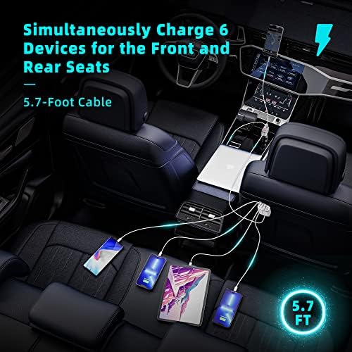 Experience Rapid Roadside Charging with SUNDA 120 W USB C Fast Car Charger – 4-Port Adapter Featuring Dual Type C PD60 W/PPS60 W for i Phone 16/15 Pro/Max/14 & Samsung Galaxy S24, Plus Dual USB-A 30 W QC3.0 for All Android Devices – Compact, Durable, and Universally Compatible for Effortless Multi-Device Charging on the Go