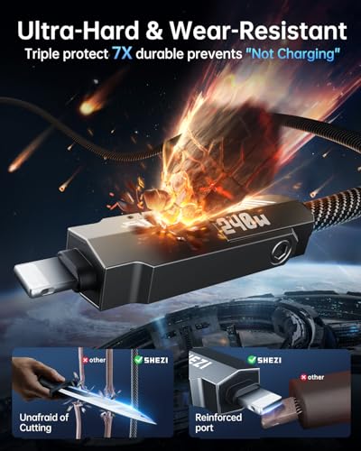 SHEZI Premium 4-in-1 5 FT USB-C Lightning Cable – Versatile Multi-Device Charging Solution with Fast Charging Capability, Durable Nylon Braided Design, and Enhanced Compatibility for i Phone, i Pad, and USB-C Devices – Stylish Grey Finish for Modern Tech Users