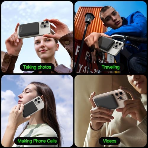 2025 Magnetic 15 W Slim Power Bank for i Phone – 5000 m Ah Magsafe Battery Pack with 20 W Fast Charging, Wireless Charger with LED Display for i Phone 12/13/14/15/16 Series – Ultimate Portability and Enhanced Charging Efficiency