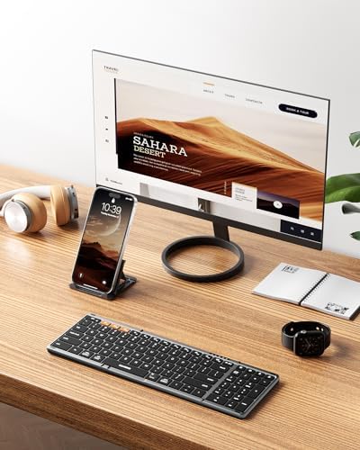 Samsers Wireless Foldable Bluetooth Keyboard with Numeric Keypad – Multi-Device Support for i OS, Android, Windows & Mac – Portable Travel-Friendly Design in Premium PU Leather, Effortless Typing Anywhere!