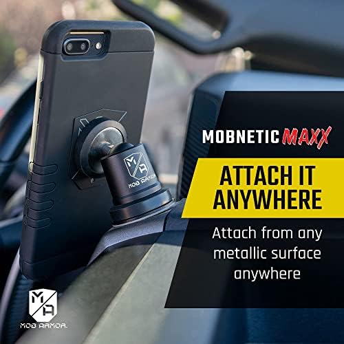 Mob Armor Mob Netic Maxx – Premium USA-Made Magnetic Phone Holder for Cars, Versatile 360° Rotation & 90° Tilt, Durable Aluminum Design, Perfect for i Phone & Android Devices – Enhance Your Driving Safety and Convenience