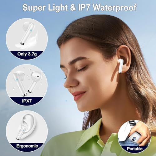 Cutting-Edge Bluetooth 5.4 Wireless Earbuds with 30-Hour Battery Life – Advanced ENC Noise Cancellation for Crystal-Clear Calls, IP7 Waterproof Protection, and Immersive 3 D Bass Audio – Sleek Dark Blue Design Perfect for Music Aficionados and Professionals – Includes LED Charging Case for Effortless Convenience and Compatibility with Android & i OS Devices