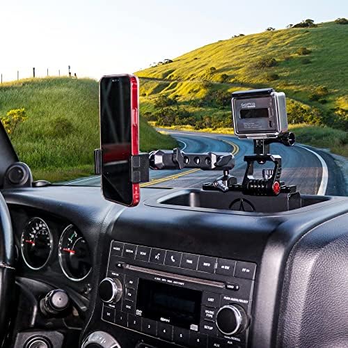 BESTAOO Dash Mount Phone Holder for 2018+ Jeep Wrangler JL & 2020+ Gladiator JT & 2021 Ford Bronco – Innovative Single Ball Design for Picatinny Rail Compatibility, Secure and Adjustable Phone Mount for Enhanced Driving Safety and Convenience