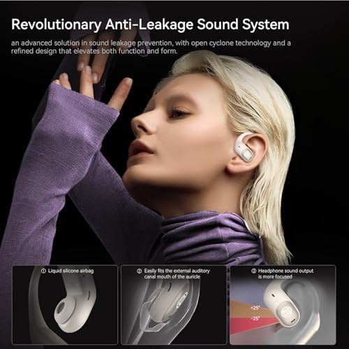 BUGANI 2025 Open Ear Wireless Earbuds – Cutting-Edge Bluetooth 5.4 Technology for Unmatched 75-Hour Playtime, IPX5 Sweatproof Design, Immersive 360° Spatial Audio, and Dual-Mic ENC for Effortless Clarity – Ideal for Athletes and Active Lifestyles in Dynamic White