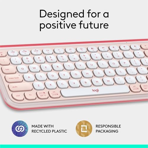 Elevate Your Workspace with the Logitech POP ICON Wireless Bluetooth Keyboard – Stylish Graphite & White Design, Effortless Multi-Device Switching, Comfortable Low-Profile Typing, and Customizable Keys for Enhanced Productivity on Laptops, Tablets, and PCs