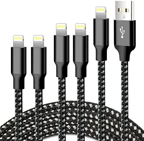 Premium 5-Pack i Phone Charger Set: MFi Certified Nylon Braided Fast Charging Cables (3 FT, 6 FT, 10 FT) for i Phone 14/13/12/11/X/Max/8/7/6/5/SE/i Pad – Unmatched Durability & Versatile Lengths for Every Lifestyle