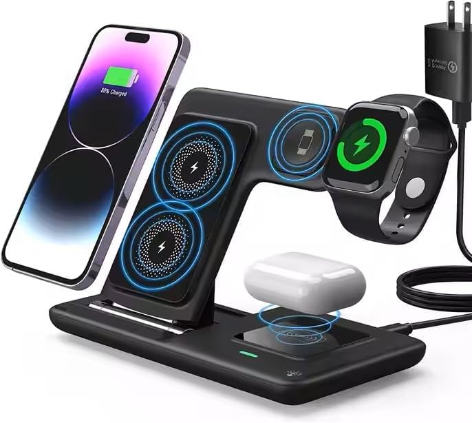 Ultimate 3-in-1 Wireless Charging Station for i Phone, Samsung, Apple Watch & Air Pods – Fast Charge Dock with Minimalist Design – Versatile Universal Compatibility for Home & Office Use – Safe, Efficient Power-Up Solution
