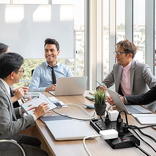 Maximize Your Power Supply with the 18-Outlet Surge Protector Power Strip – 6 Feet Heavy-Duty Extension Cord Featuring 4 Fast USB Ports, 2100 Joules of Surge Protection, and ETL Certification for Ultimate Safety and Compatibility