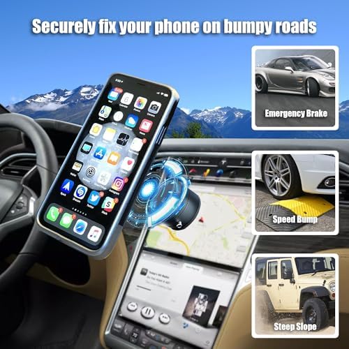 Revolutionary Magnetic Phone Holder for Car and Multi-Surface Use – Adjustable Vacuum Suction Mount, Compatible with Mag Safe and All Smartphones, Perfect for Hands-Free Navigation in Vehicles, Gym, Shower, and More – Ultimate Convenience and Versatility