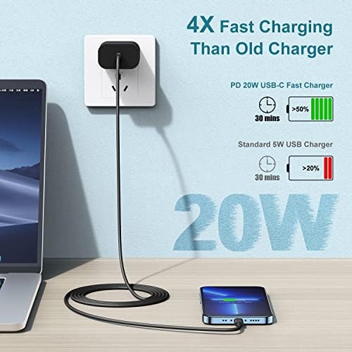 MFi Certified 20 W USB-C to Lightning Fast Charger for i Phone 14/13/12 – 6 FT Durable Cable & Power Delivery Block in Stylish Blue – Ultimate Solution for Rapid Charging of All Apple Devices Including i Pad Pro, XS, XR, 8 Plus – Optimized for Reliability and Speed