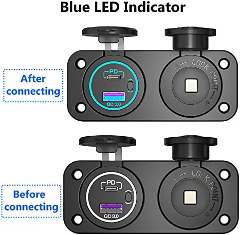 Ultimate 12 V Cigarette Lighter Socket – Advanced Quick Charge 3.0 & PD 3.0 USB Power Outlet with Waterproof Design, Effortless Button Control for Cars, Motorcycles, Boats, RVs, Golf Carts – Unmatched Speed and Versatility for All Your Charging Needs