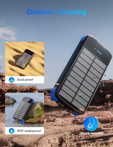 Ultimate 40000 m Ah Solar Power Bank – All-in-One Charging Solution with 20 W Fast Charge, Built-in 4 Cables, and Dual LED Flashlights for Outdoor Essentials – Waterproof, Durable Design for Universal Device Compatibility and Emergency Preparedness