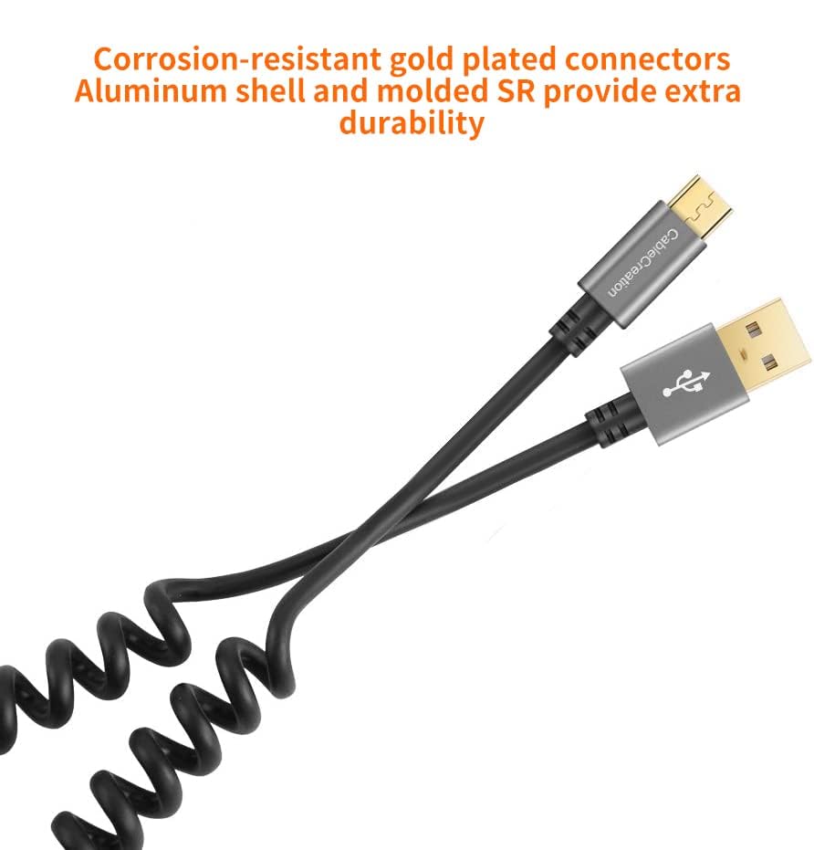CableCreation Coiled USB C Cable 2Pack, Coiled USB A to USB C Cable for Car Type C Charger Cable for Carplay & Android Auto Compatible with iPhone 16,15, Samsung Galaxy S24 / S23, Pixel, Tablet – Enhanced Compatibility and Speed