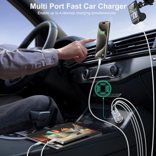 Bangfun 65 W Multi-Port Car Charger Adapter 5-Pack – Fast Charging USB C & A Cigarette Lighter Plug for i Phone 16/15/14/13 Pro Max, i Pad, Samsung & Android Devices – Superior Speed & Compatibility for On-the-Go Power