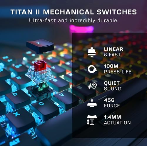 Experience Unmatched Gaming Precision with Turtle Beach Vulcan TKL Tenkeyless Mechanical Keyboard – Linear Titan Switch, Customizable AIMO RGB Lighting, Durable Aluminum Build, and Portable USB-C Connectivity for Ultimate Performance and Style