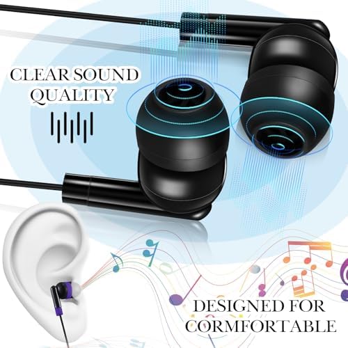 Vibrant 60-Pack Konohan Earbuds for Kids – Retro-Style Classroom Headphones, Individually Packaged for Hygiene, Ideal for Group Learning & Study, Compatible with All Devices, Durable Comfort for All-Day Use