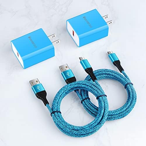 Ultra-Fast 18 W QC3.0 Wall Charger for Android Devices – Rapid Charging Adapter with 6 FT Micro USB Cable, Ideal for Samsung Galaxy, Fire Tablets, PS4, Xbox, and More – Dual Pack for Maximum Efficiency and Compatibility – Lightweight Travel Companion for Everyday Use