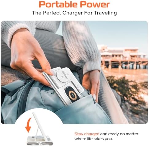 Spracht Flex Charge 3-in-1 Portable Charging Station – 25 W Fast Wireless Charger for Smartphones, Smartwatches, and Earbuds with Integrated Night Light – Foldable Travel-Friendly Design for Enhanced Device Compatibility – Sleek Black Finish for Home and On-the-Go Power Solutions