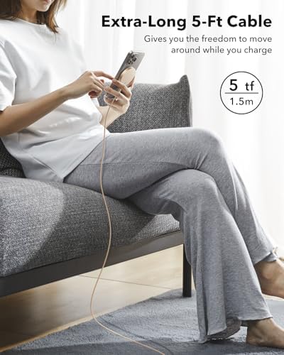 ESR Mag Safe 15 W Wireless Charger – Dual USB-C Charging Pad for i Phone 16 Pro Max, 16 Pro, 16, 16 Plus, 15, 14, 13, 12, and Galaxy S25 – Sleek Desert Titanium Finish – Effortless Magnetic Alignment for Air Pods Pro/3/4 – High-Speed Charging & Enhanced Device Compatibility
