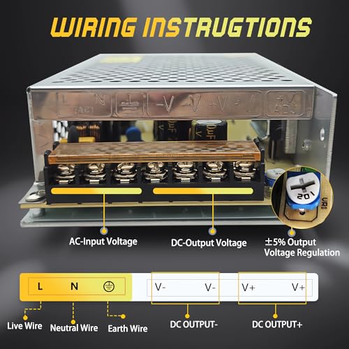 High-Performance 600 W AC to DC Power Adapter – Universal 110 V/220 V Input to Stable 12 V Output – Perfect for LED Lighting, CCTV Surveillance, and RV Power Solutions – Robust 50 A Switching Regulator for Dependable Energy Delivery and Enhanced Device Compatibility