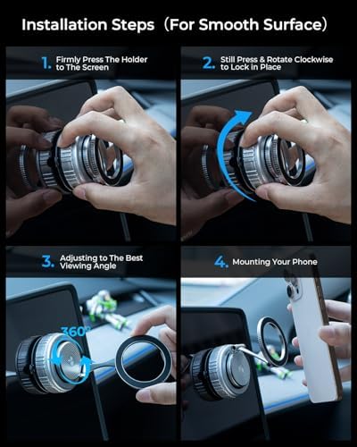 2025 Upgraded Vacuum Magnetic Car Phone Holder [89+LBS Suction/2800gf Magnet], Suction Cup Phone Mount, Ultra-Strong Magnetic Stand for Car/Mirror/Gym/Kitchen/iPhone16 15 14 13 12, Silver – Enhanced Compatibility and Speed