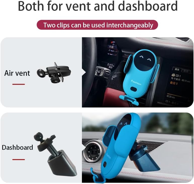 Vibrant Red Automatic Wireless Car Charger Mount – Effortless One-Handed Operation Smartphone Holder for i Phone & Samsung – Rapid Charging for Air Vent or Dashboard Use – Enhance Your Driving with Secure Support & Stylish Convenience